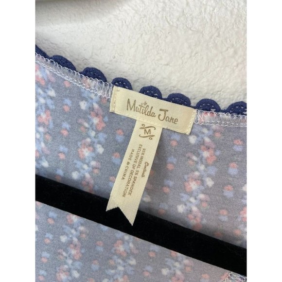 Matilda Jane women's medium‎ blue floral beyond the horizon tank racer back - Picture 3 of 6